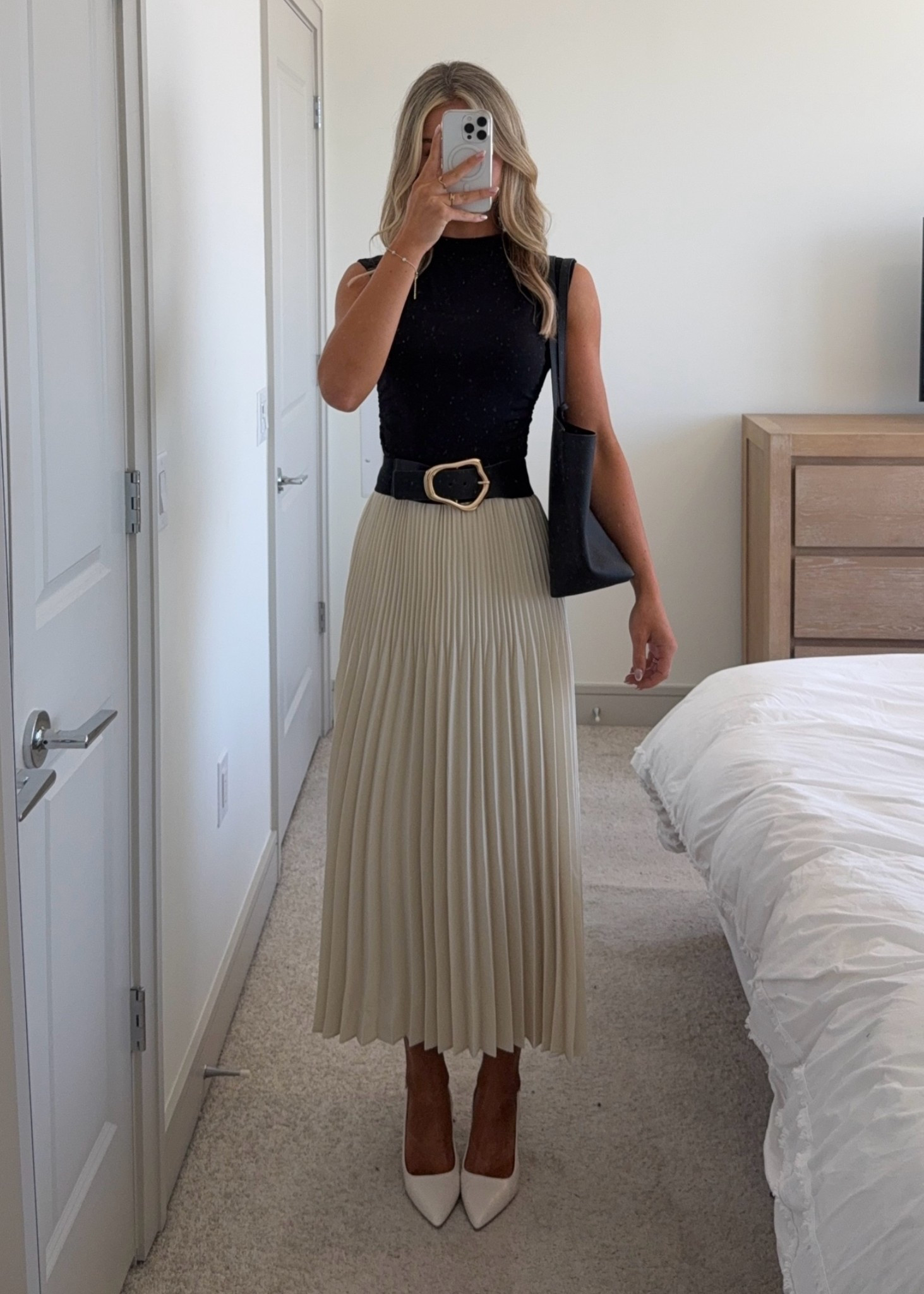 office outfit inspo styling a white pleated maxi skirt 💼 @Quince #quincepartner

#LTKootd #LTKWorkwear