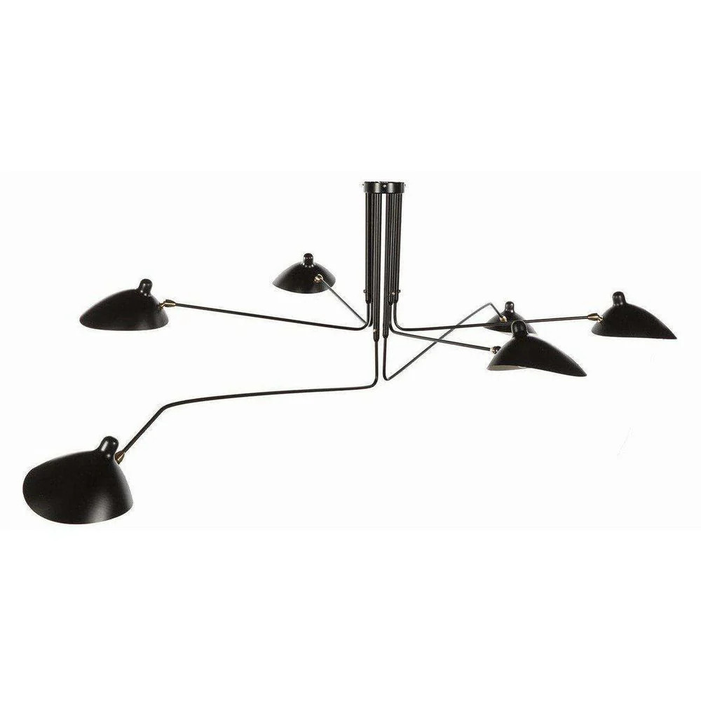 Mid Century MCL-R6 Six Arm Ceiling Lamp - Black | France and Son