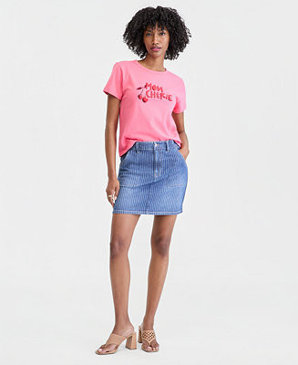 Women's Striped Denim Mini Skirt, Macy's Exclusive | Macy's