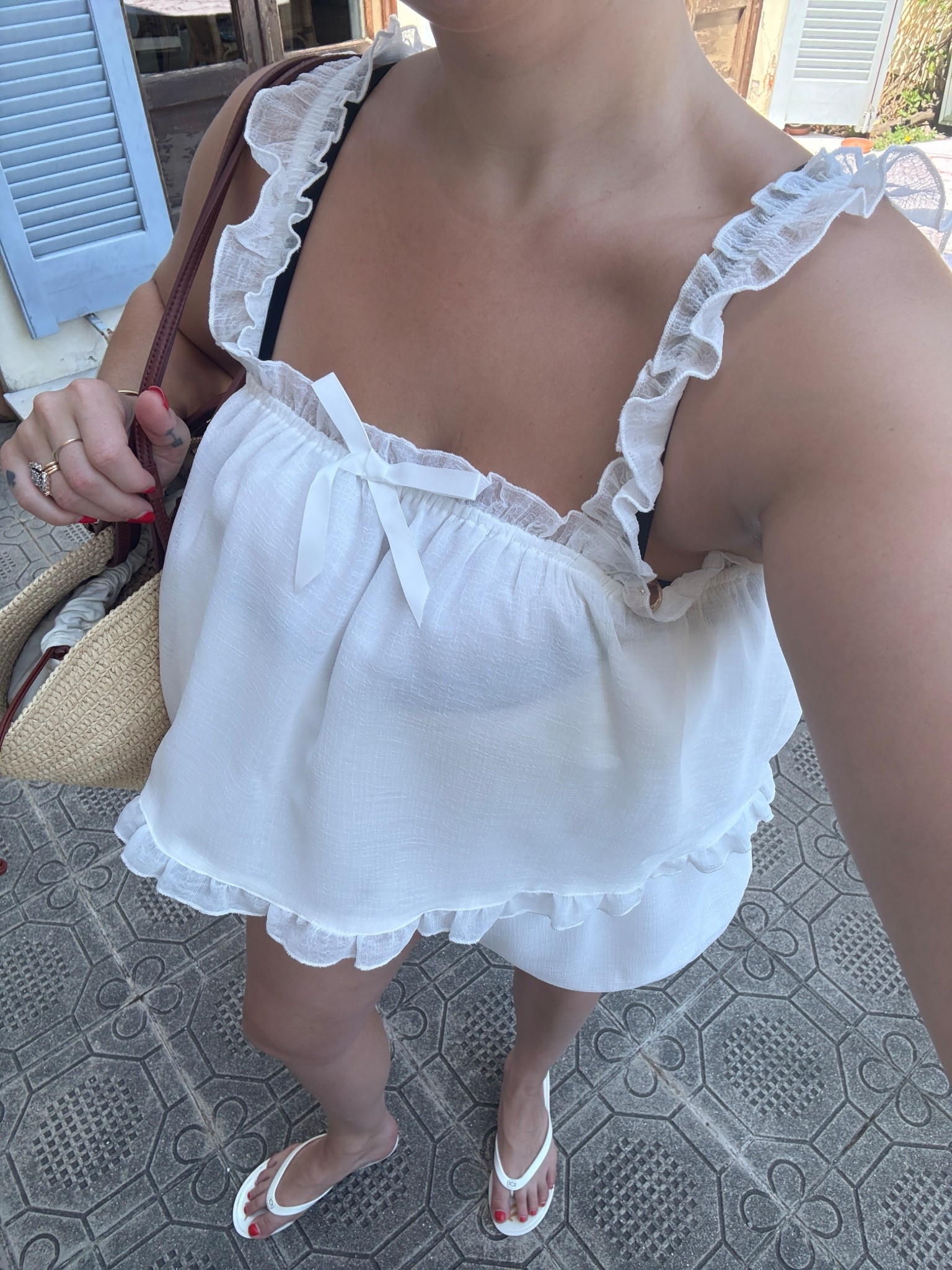 Revolve matching ruffle set size l
Sezane basket bag 
Sam Edelman man flip flops code NOELLE20 to save 

#LTKShoeCrush #LTKMidsize #LTKFindsUnder50