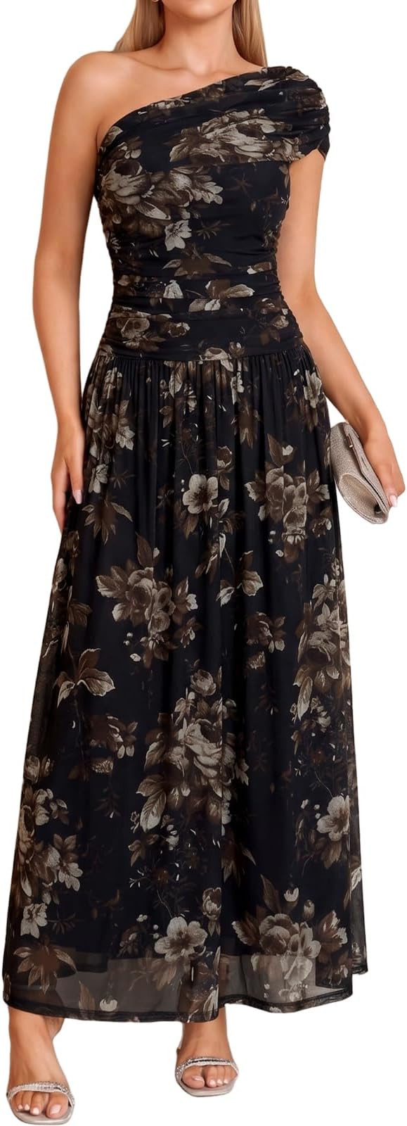 XinFSh Women’s One Shoulder Formal Wedding Guest Maxi Dress | Amazon (US)