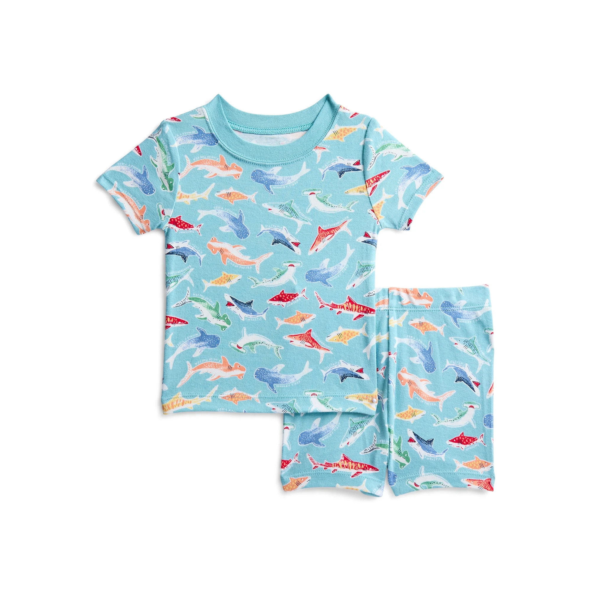 Wonder Nation Toddler Boys Short Sleeve Tee and Shorts Cotton Pajama Set, 2-Piece, Sizes 12M-5T | Walmart (US)