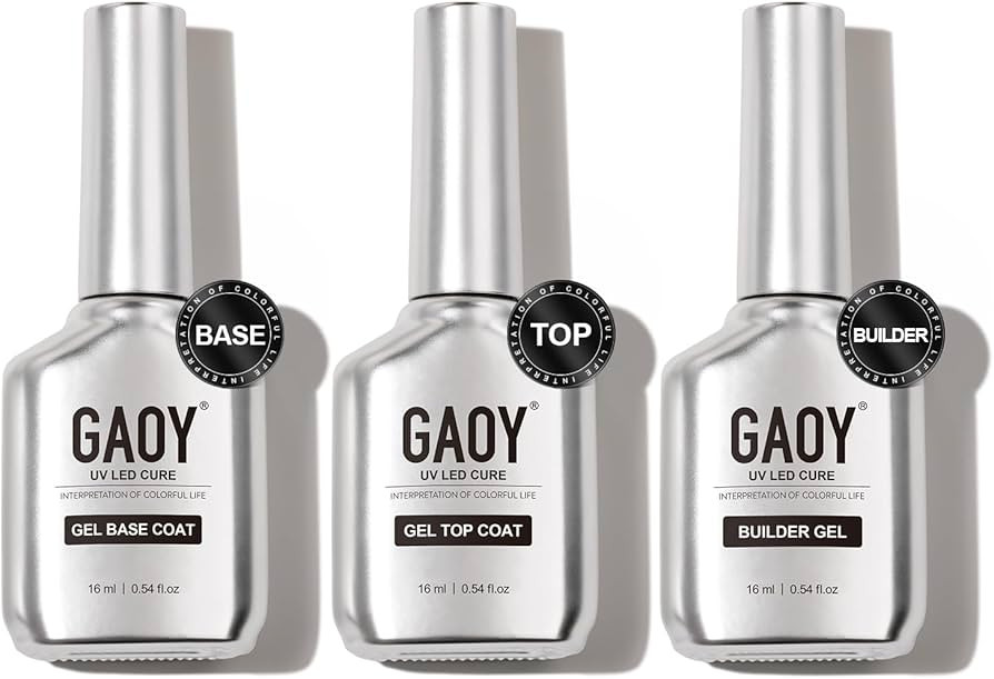 GAOY Gel Top Coat, Builder Gel and Base Coat Set, 3 Pcs 16ml Clear Glossy No Wipe Combination for... | Amazon (US)