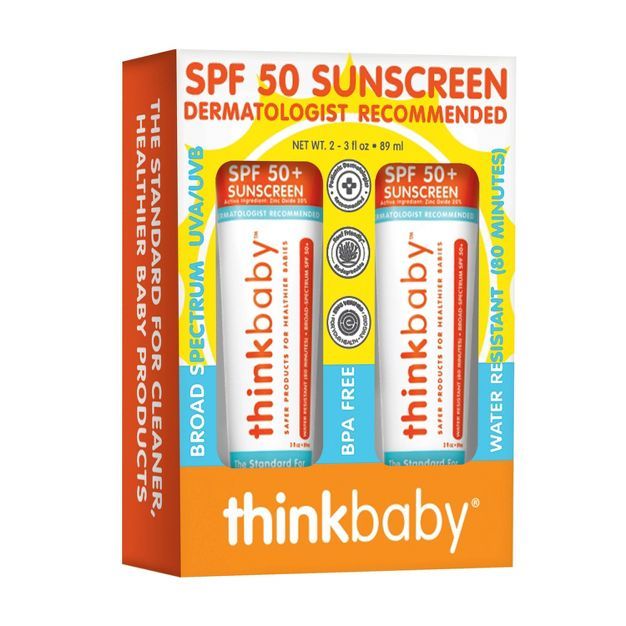 thinkbaby Mineral Baby Sunscreen - SPF 50 - 2pk/6 fl oz | Target
