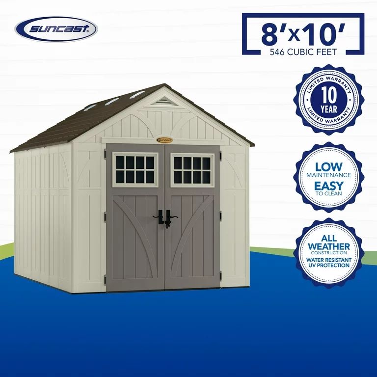 Suncast Metal and Resin Storage Shed, Vanilla, 8ft x 10ft | Walmart (US)