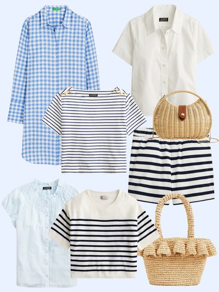 The perfect blue and white looks for summer, including a rattan and raffia bag

#LTKstyletip #LTKsalealert #LTKitbag
