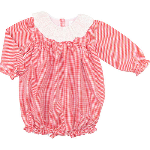 Red Gingham Eyelet Collar Bubble | Cecil and Lou