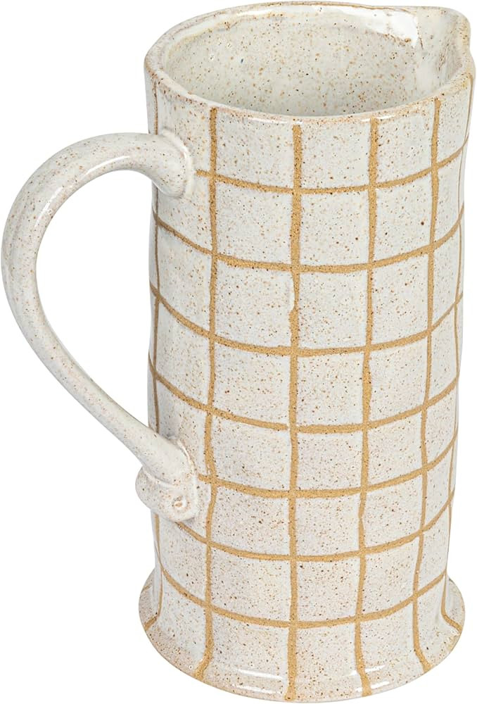 Bloomingville 8.5 Inches 46-Ounce Stoneware Wax Relief Grid Pattern in Reactive Glaze, Cream and ... | Amazon (US)