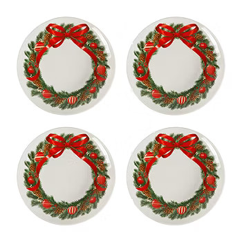 Martha Stewart Festive Bow 4-pc. Ceramic Dessert Plate | JCPenney