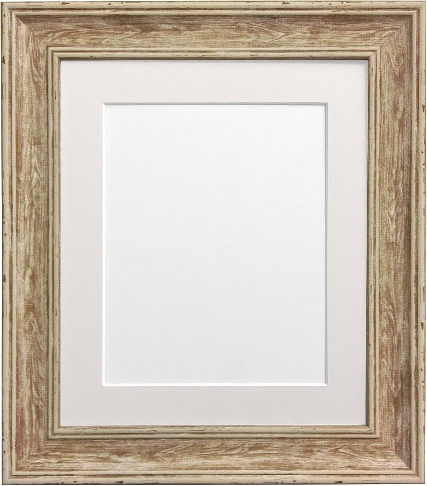 Scandi Distressed Wood Picture Photo Frame with Ivory Mount 10 x 8 Image Size 8 x 6 Inch | Amazon (UK)