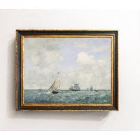 Sailing Ships Painting, Seascape Vintage Nautical Decor, Art/P473 | Etsy (US)