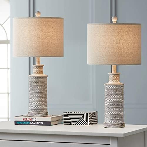 BOBOMOMO Farmhouse Rustic Retro 24.5'' Table Lamp Set of 2 for Bedroom Living Room Traditional Ni... | Amazon (US)