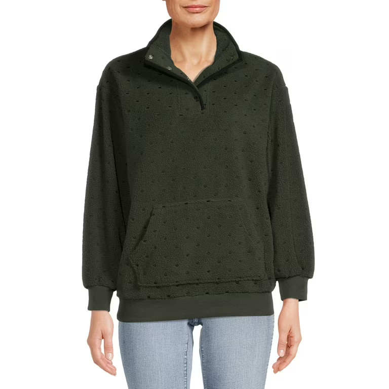 Time and Tru Women's Faux Sherpa Pullover - Walmart.com | Walmart (US)