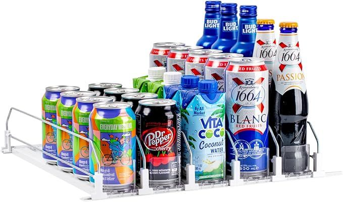 Soda Can Dispenser for Refrigerator, Baraiser Drink Organizer for Fridge Pusher Glide, Self-Pushi... | Amazon (US)