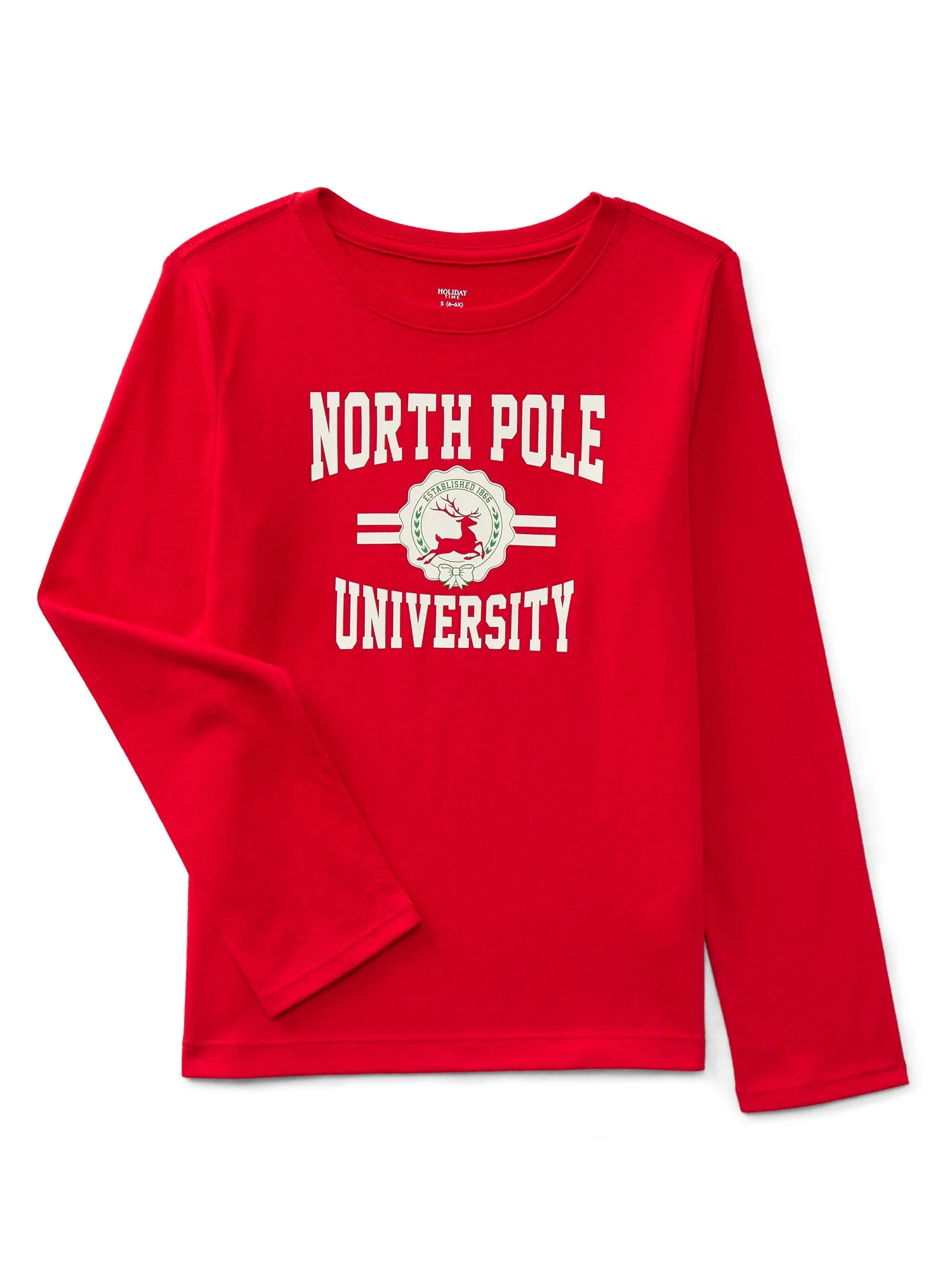 Holiday Time Girls Christmas Long Sleeve Graphic T-Shirt, Sizes 4-18 | Walmart (US)