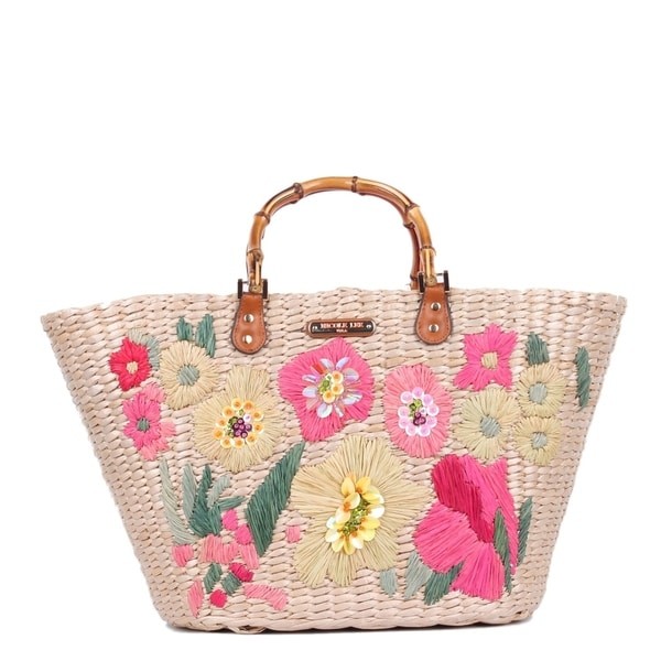 Nicole Lee Natayla Floral Straw Bag | Bed Bath & Beyond