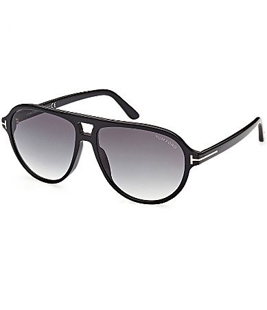 TOM FORD Men's Jeffrey 59mm Aviator Sunglasses - Shiny Black/Smoke | Dillard's