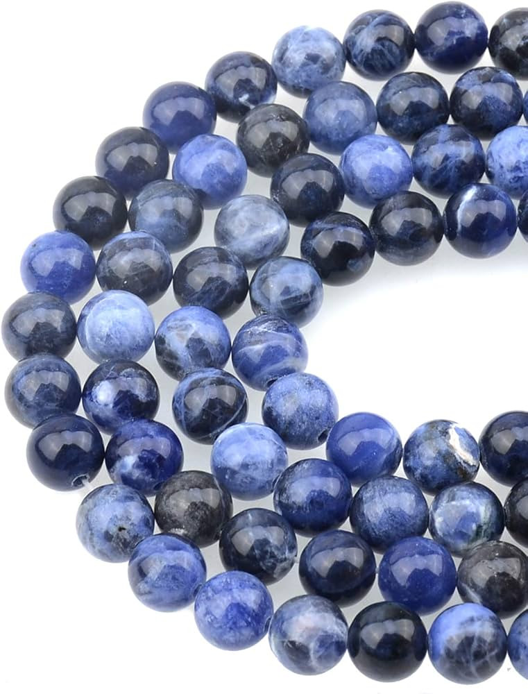 LPBeads 100PCS 8mm Natural Blue Sodalite Beads Gemstone Round Loose Beads for Jewelry Making with... | Amazon (US)