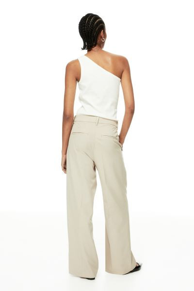 Wide trousers - Light beige - Ladies | H&M GB | H&M (UK, MY, IN, SG, PH, TW, HK)