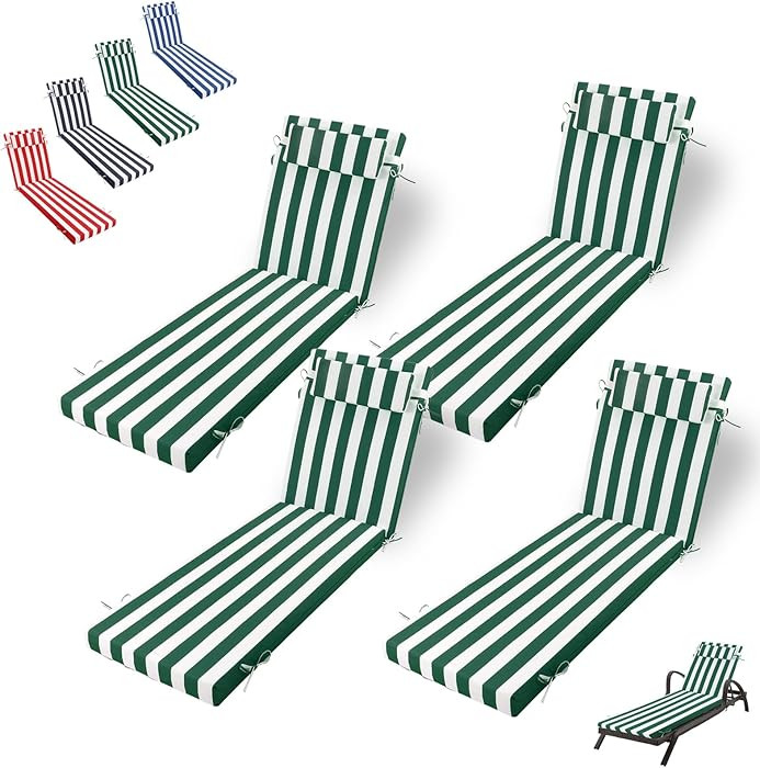 Outdoor Chaise Lounge Cushion, High-Density Foam Fill Patio Furniture Bench Cushions, Thicken Wat... | Amazon (US)