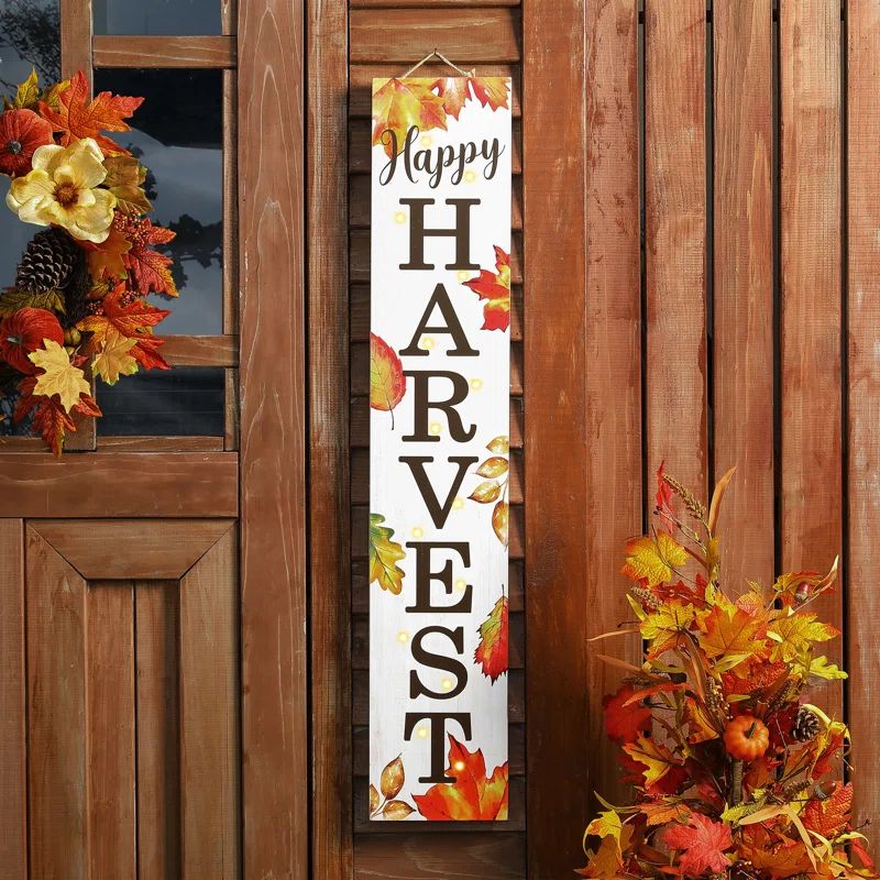 42”H Fall Harvest Thanksgiving LED Lighted Porch Sign | Wayfair North America