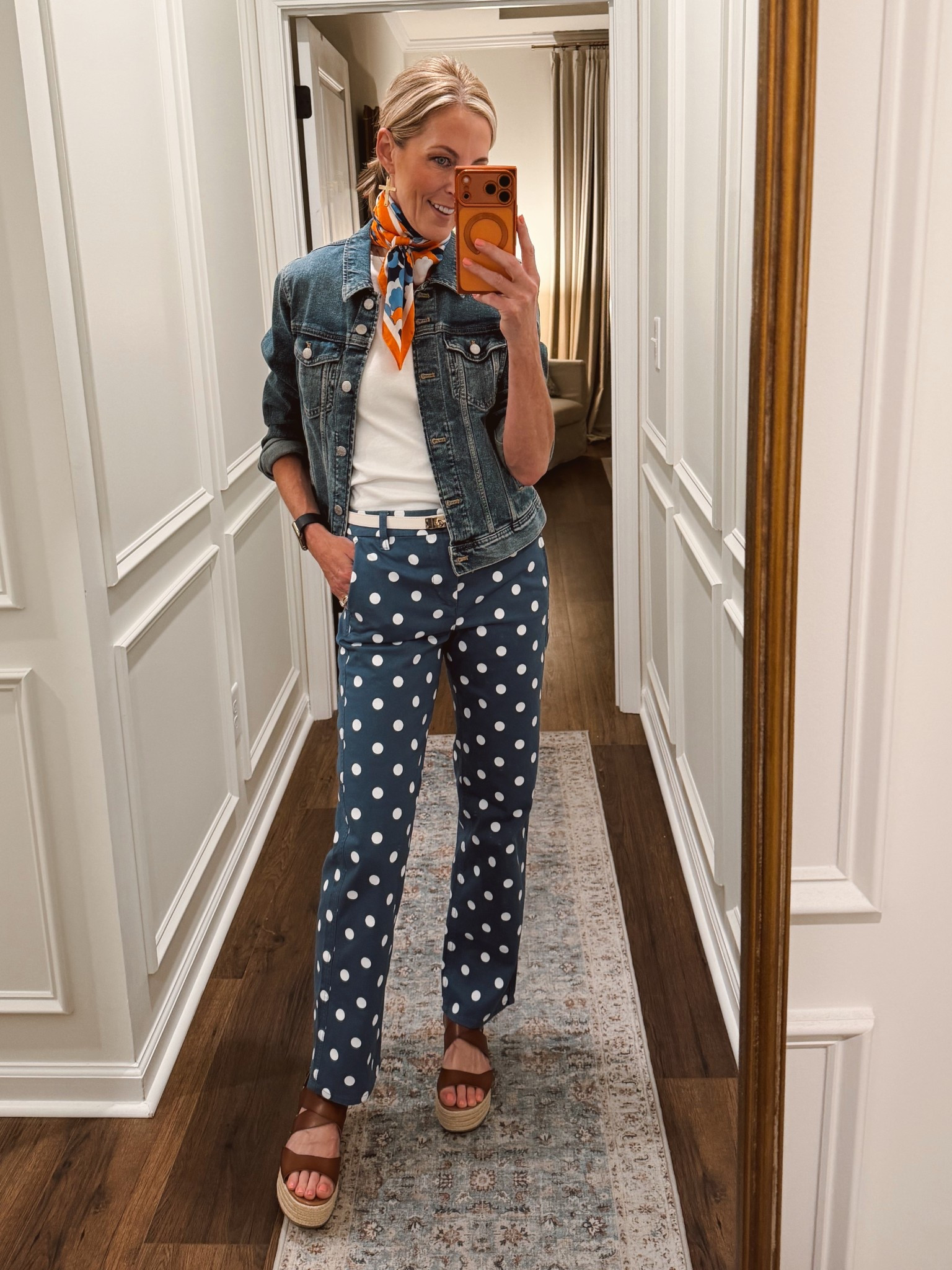 Today’s outfit of the day is courtesy of @jcrew   Denim jacket, white shirt, polkadot pants. Teacher OOTD 

#LTKgrwm #LTKmomlife #LTKdayinmylife