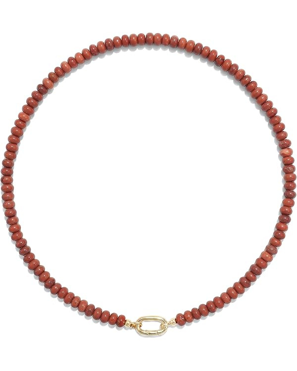 Beaded Gemstone Necklaces for Women, Bohemian Colored Choker Natural Stone Bead Summer Beach Hand... | Amazon (US)