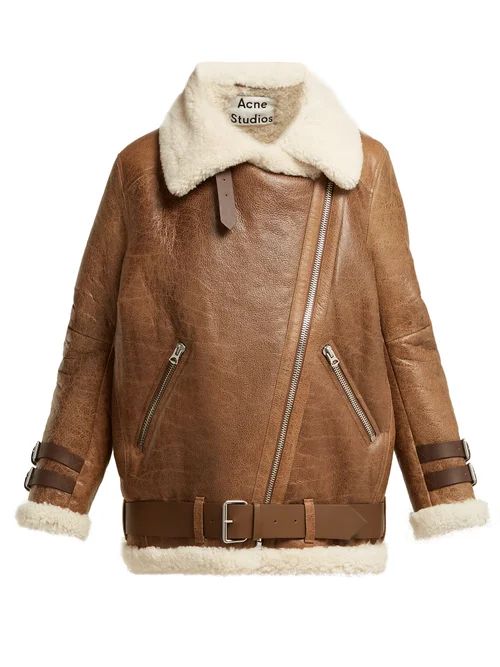 Acne Studios - Velocite Shearling Jacket - Womens - Brown White | Matches (US)