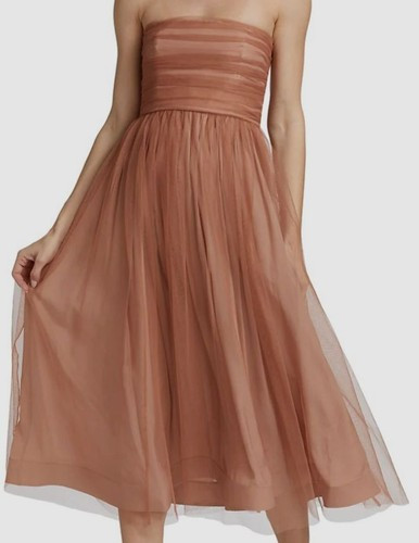 $725 Zimmermann Women's Brown Tulle Strapless Midi Dress Size AU 2/US 8 | eBay US