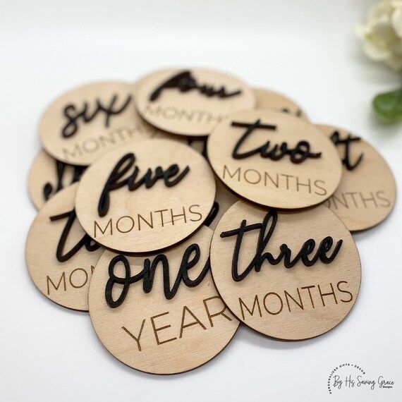 Wooden Monthly Milestone Discs For Baby Photos | Monthly Milestone Marker | Baby Gift | Milestone... | Etsy (US)