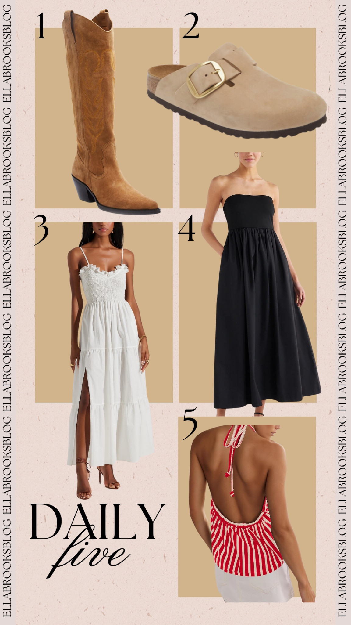 Daily 5🤍
summer dress, white dress, amazon fashion finds, free people lookalike, designer dupes, western boots, summer sandals

#LTKShoeCrush #LTKSeasonal #LTKStyleTip