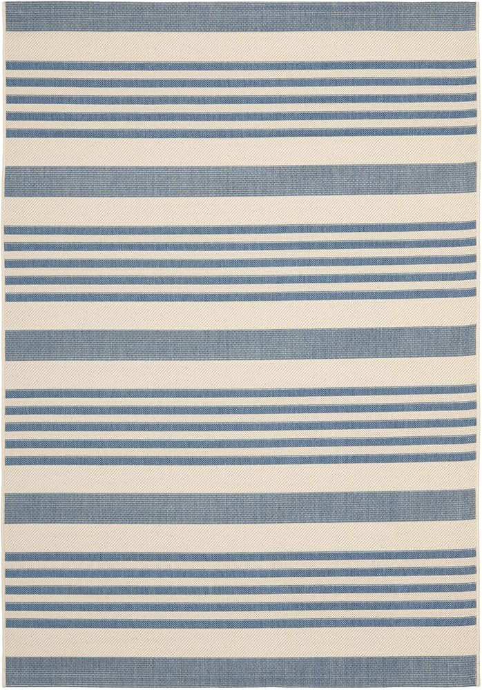 SAFAVIEH Courtyard Collection 5'3" x 7'7" Beige/Blue CY6062 Stripe Indoor/ Outdoor--Waterproof Ea... | Amazon (US)