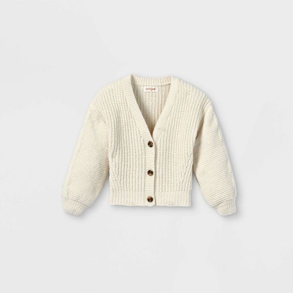 Toddler Girls&#39; V-Neck Cardigan - Cat &#38; Jack&#8482; Cream 2T | Target