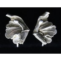 Vintage Sterling Silver Flower Floral Screw Back Earrings Hibiscus Artisan Jewelry | Etsy (US)