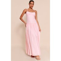 Light Pink Ruched Bust Drop Waist Maxi Dress | PrettyLittleThing US