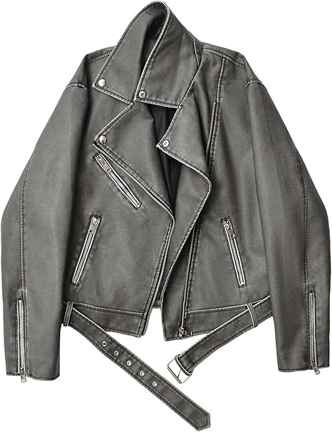 LY VAREY LIN Women Faux Leather Jacket Lapel Collar Motorcycle Zip Up Long Sleeve Motor Biker Sho... | Amazon (US)