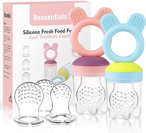 Baby Fruit Food Feeder Pacifier - 2 Packs Silicone Fresh Fruit Feeder BPA Free [All Sizes Silicon... | Amazon (US)