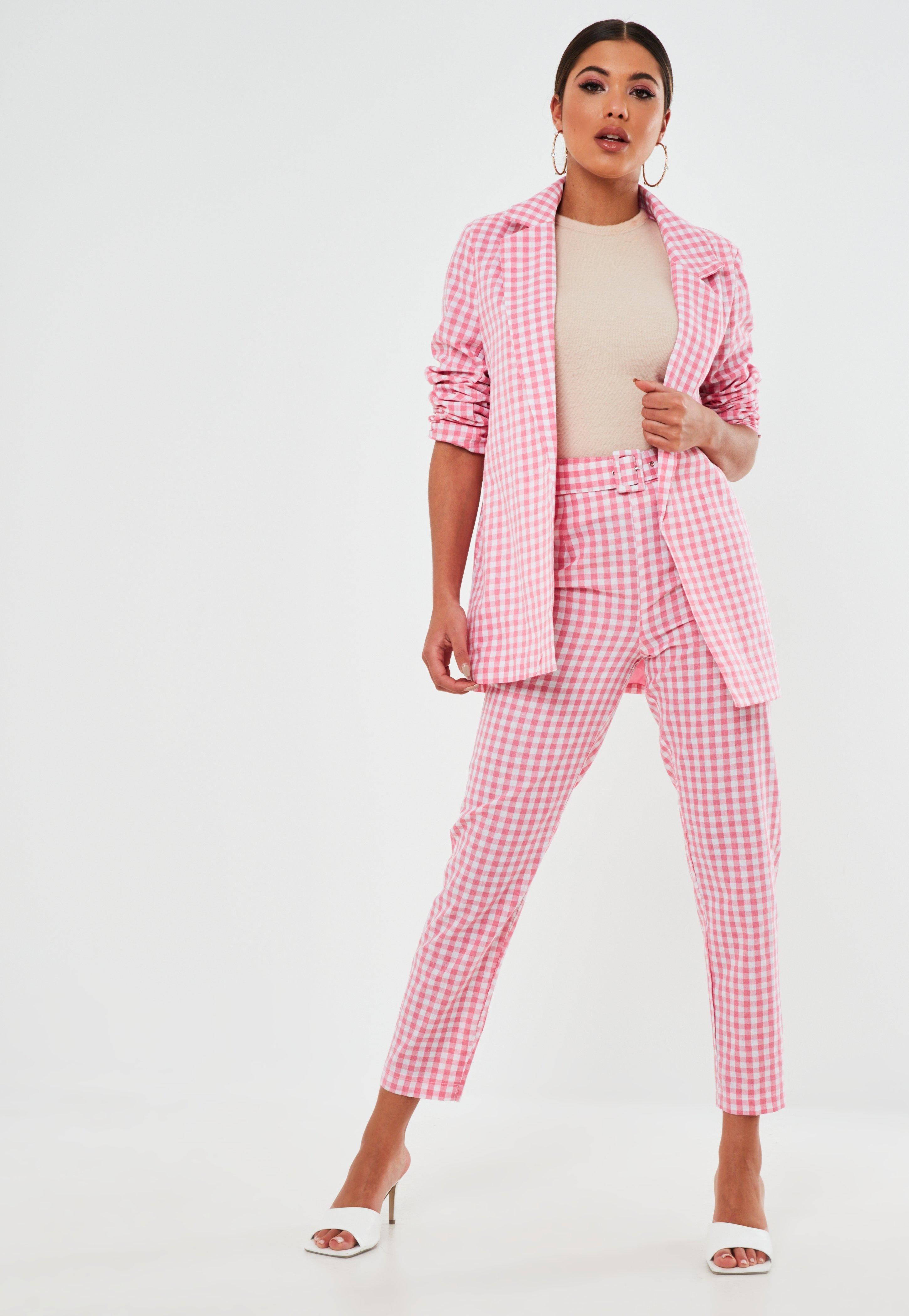 Pink Co Ord Gingham Oversized Blazer | Missguided (US & CA)