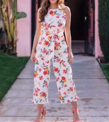 NEW Gal Meets Glam Beverly Floral Cropped Jumpsuit Size 14 | eBay | eBay US
