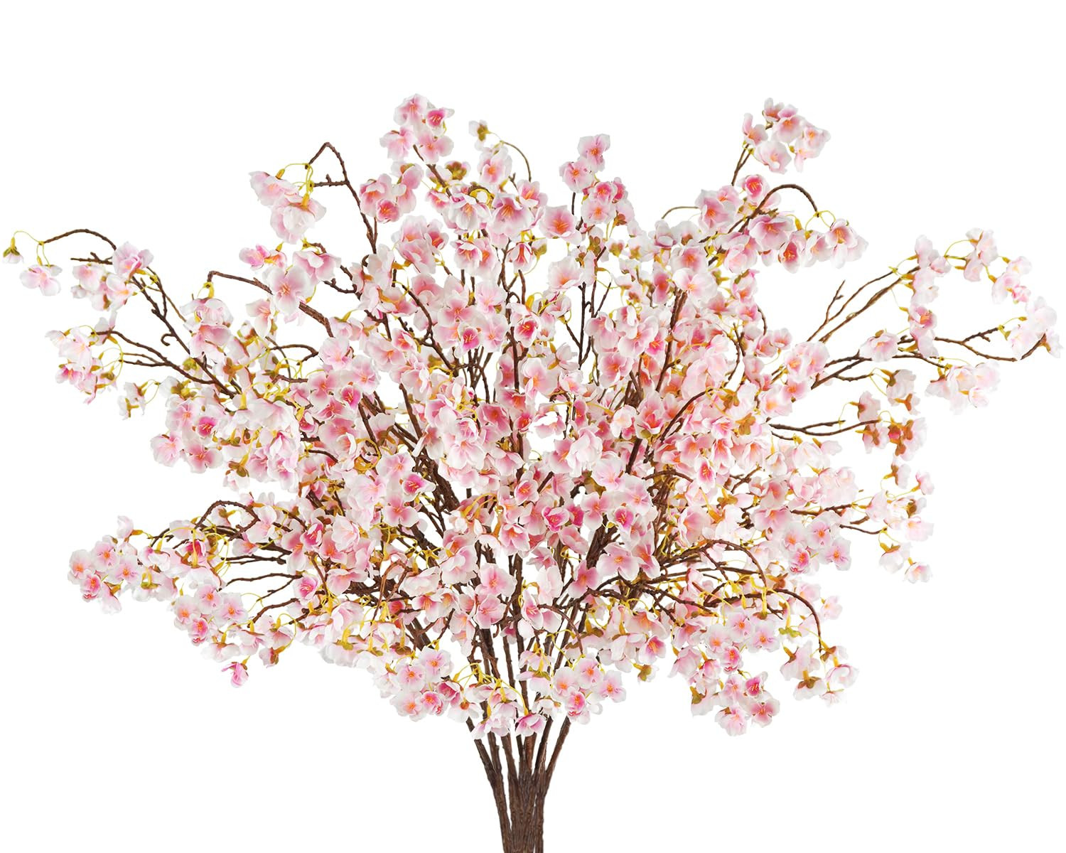 12 Pcs Artificial Cherry Blossom Flowers 40" Faux Silk Cherry Blossom Stems Fake Real Touch Peach... | Amazon (US)