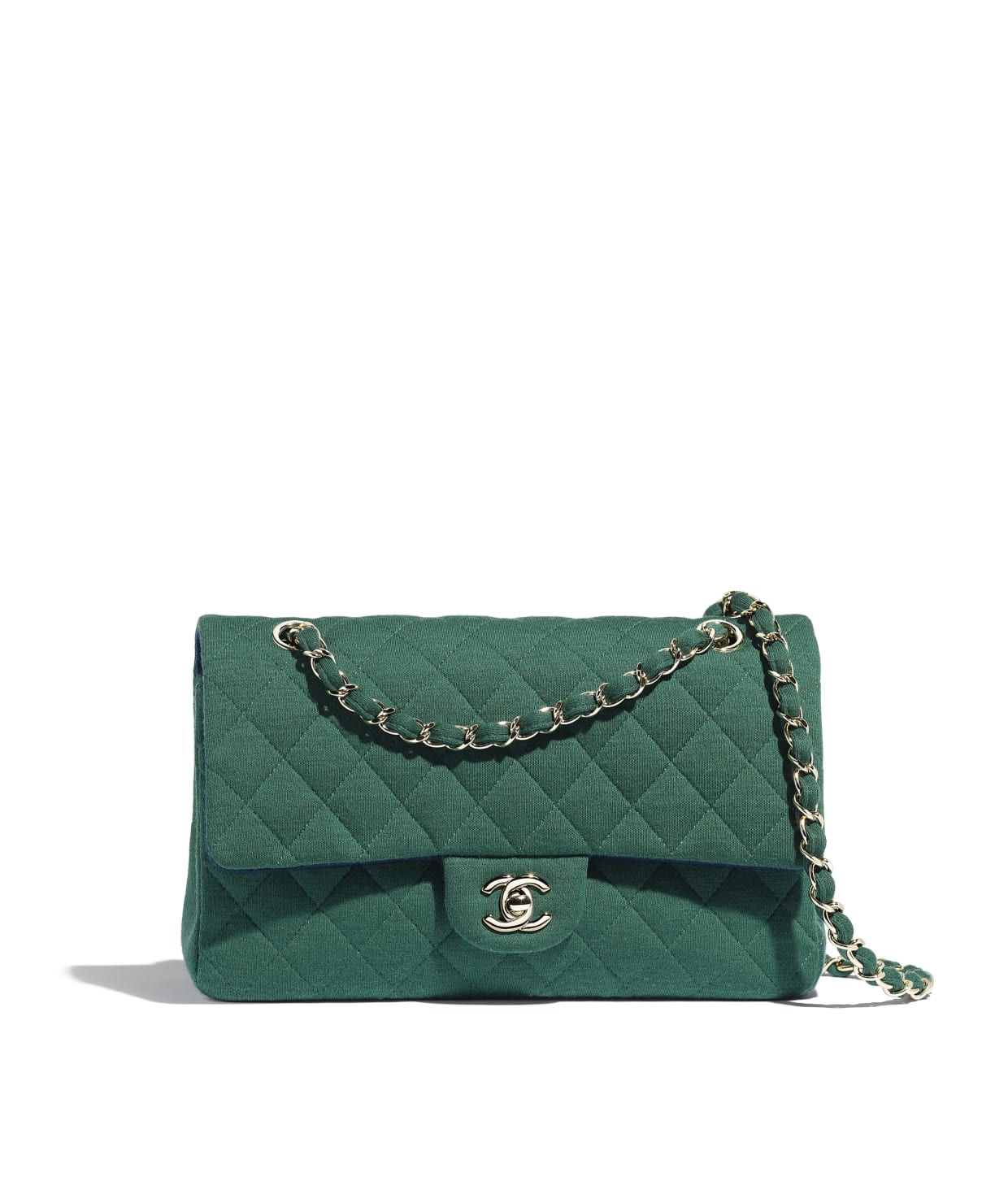 Jersey   Gold-Tone Metal Green Classic Handbag | CHANEL | Chanel, Inc. (US)