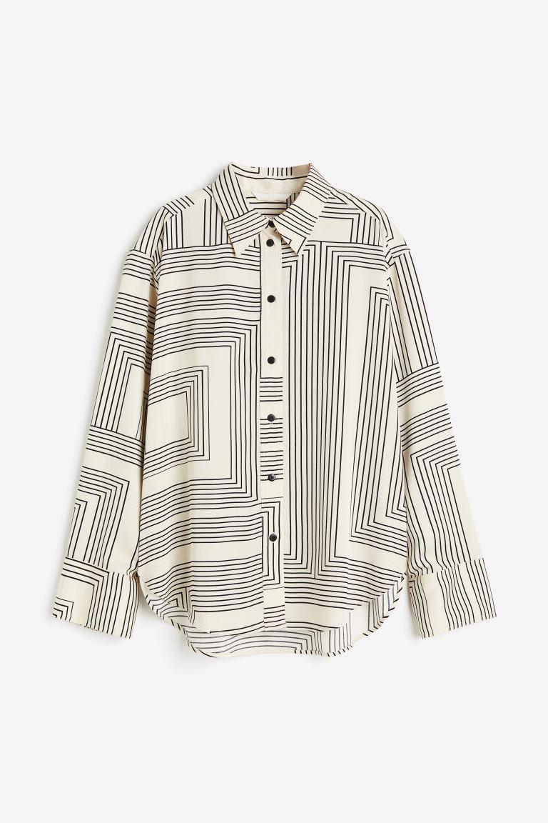 Twill Blouse - Cream/patterned - Ladies | H&M US | H&M (US + CA)