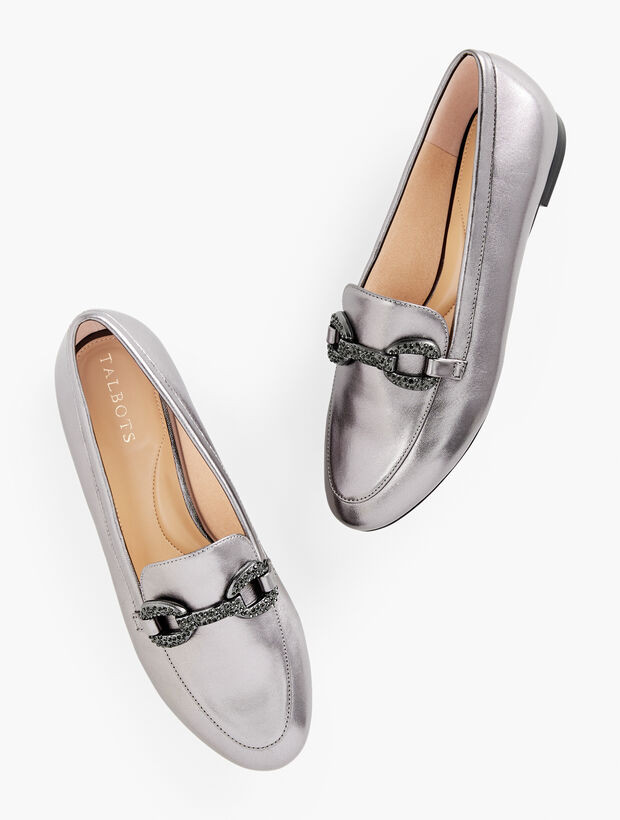 Ryan Bit Leather Loafers - Metallic | Talbots