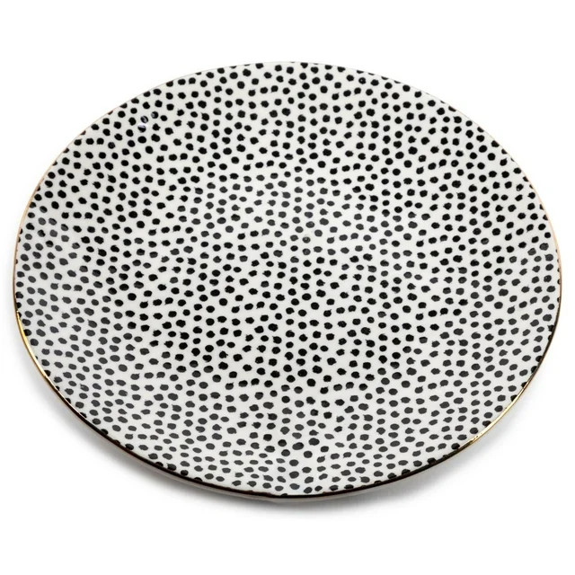 Thyme & Table Dinnerware Black & White Dot Stoneware Round Salad Plate | Walmart (US)