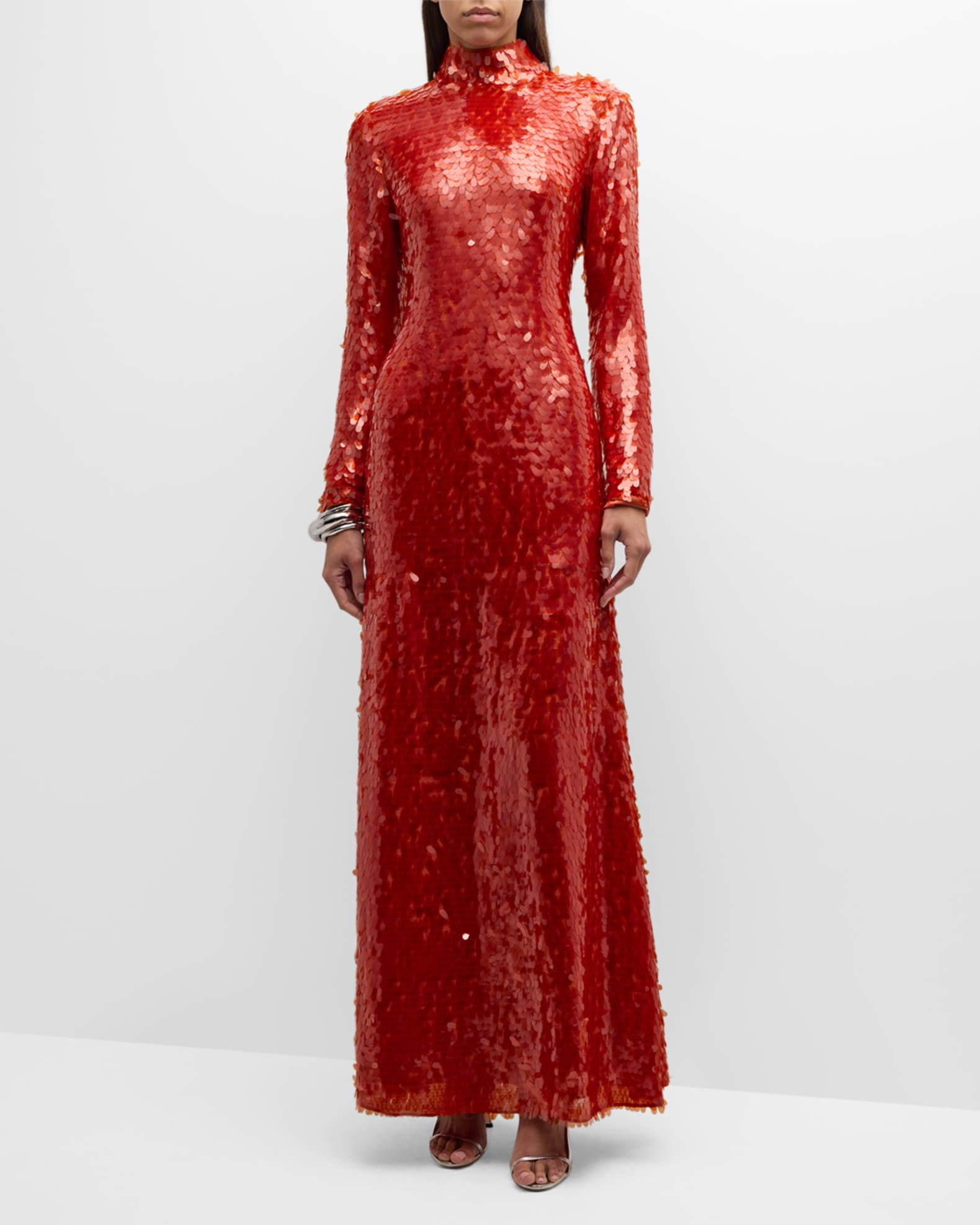 SIMONMILLER Sculpty Fluted Sequin Maxi Dress | Neiman Marcus