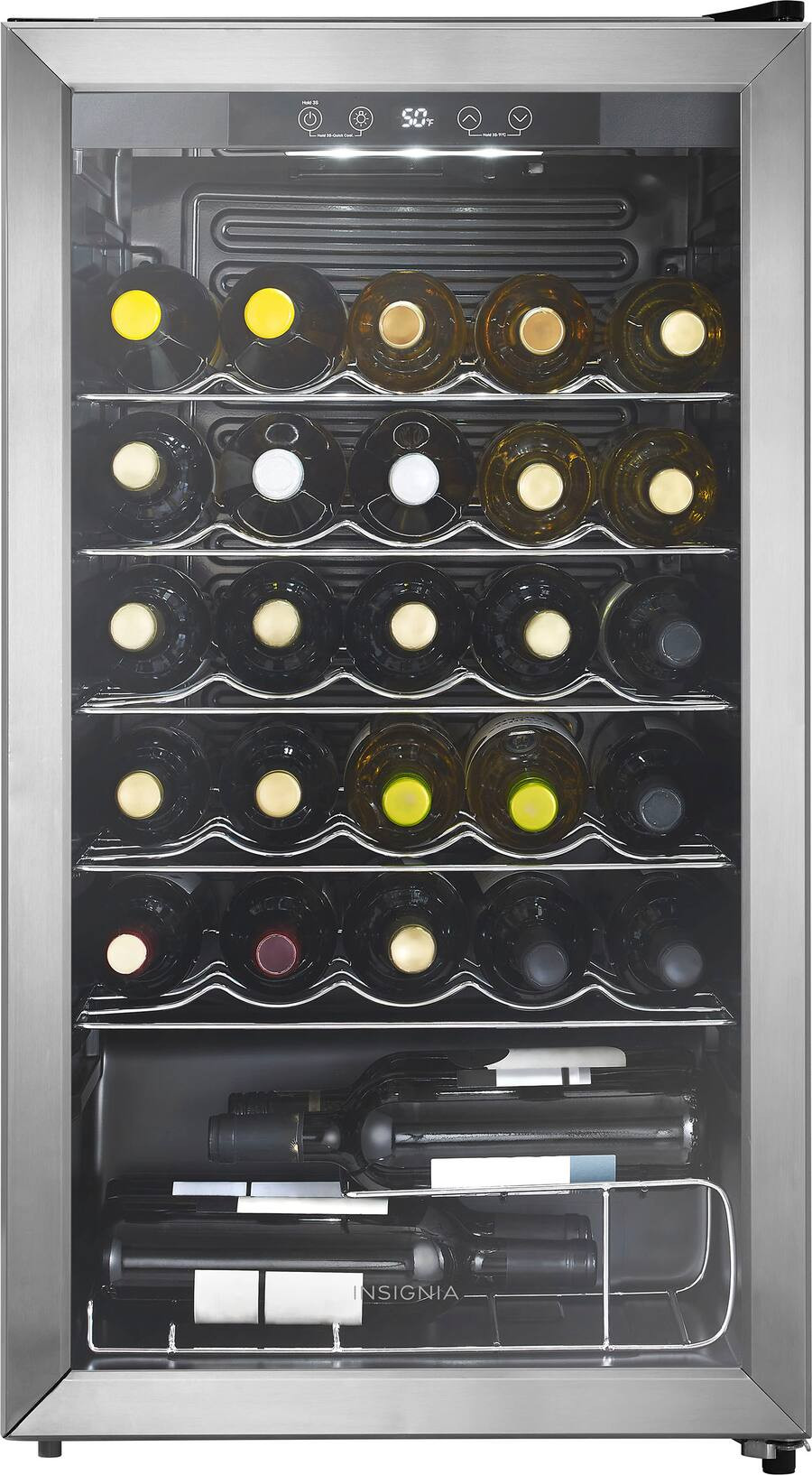 Insignia™ - 29-Bottle Wine Cooler with ENERGY STAR Certification - Stainless Steel | Best Buy U.S.