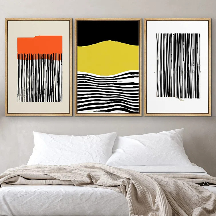 Mattis And Brutalist Lines - 3 Piece Floater Frame Print on Canvas | Wayfair Professional
