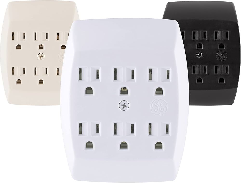 GE home electrical 6-Outlet Extender Wall Tap, Grounded Adapter, Charging Station, 3-Prong, Secur... | Amazon (US)