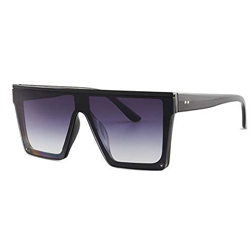 Dollger Square Oversized Sunglasses for Women Men Fashion Flat Top Big Black Frame Shades Grey | Amazon (US)