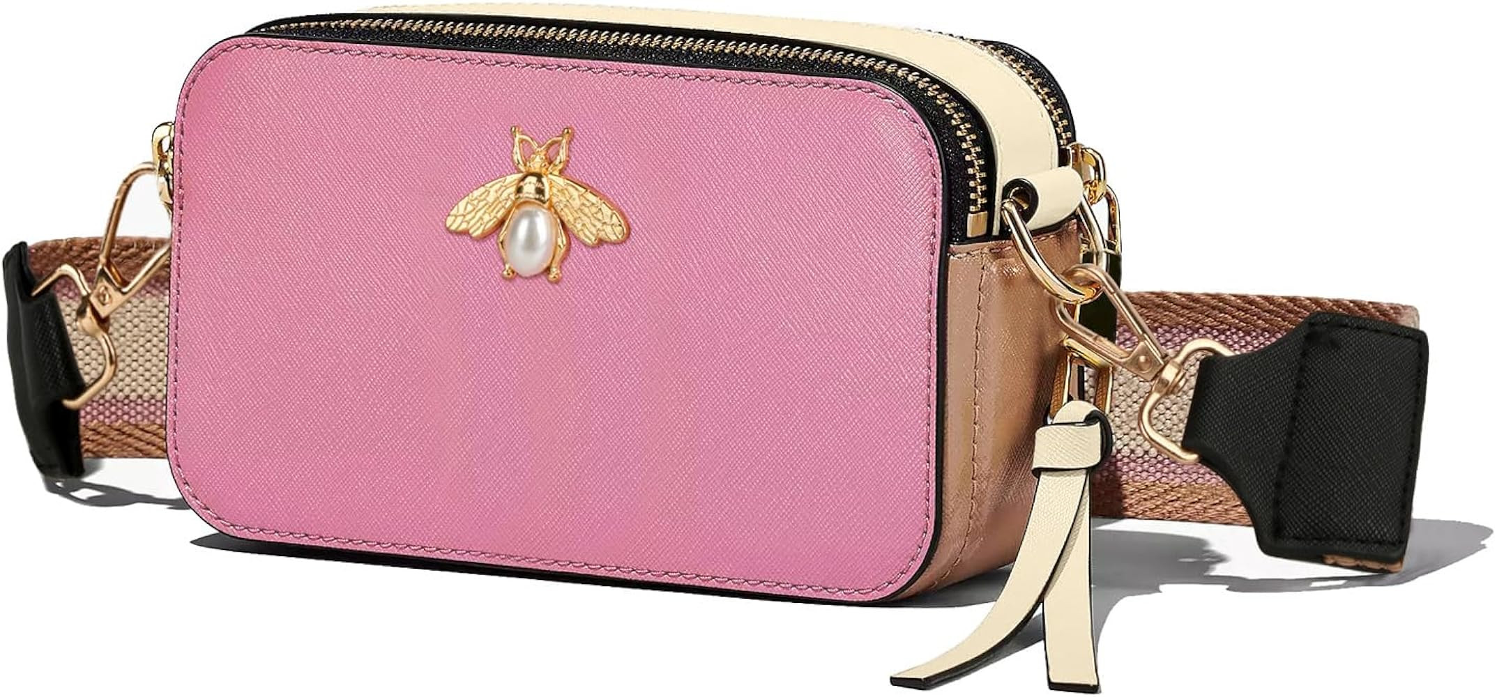 Bee Purse Camera Crossbody Bags for Women Trendy Small Snapshot Bag Wide Strap Leather Shoulder C... | Amazon (US)